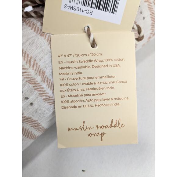 Crane Baby Rust/Mauve/Gray Swaddle Blanket - 47" x 47" - Picture 4 of 4